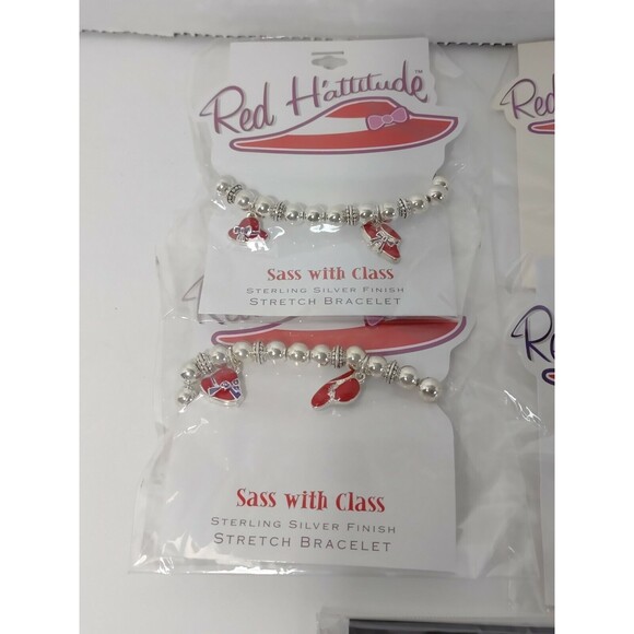 Red Hattitude Lot 2 Bracelet 4 brooches eyeglass holder sterling & 18kt finish - Picture 2 of 9